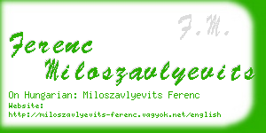 ferenc miloszavlyevits business card